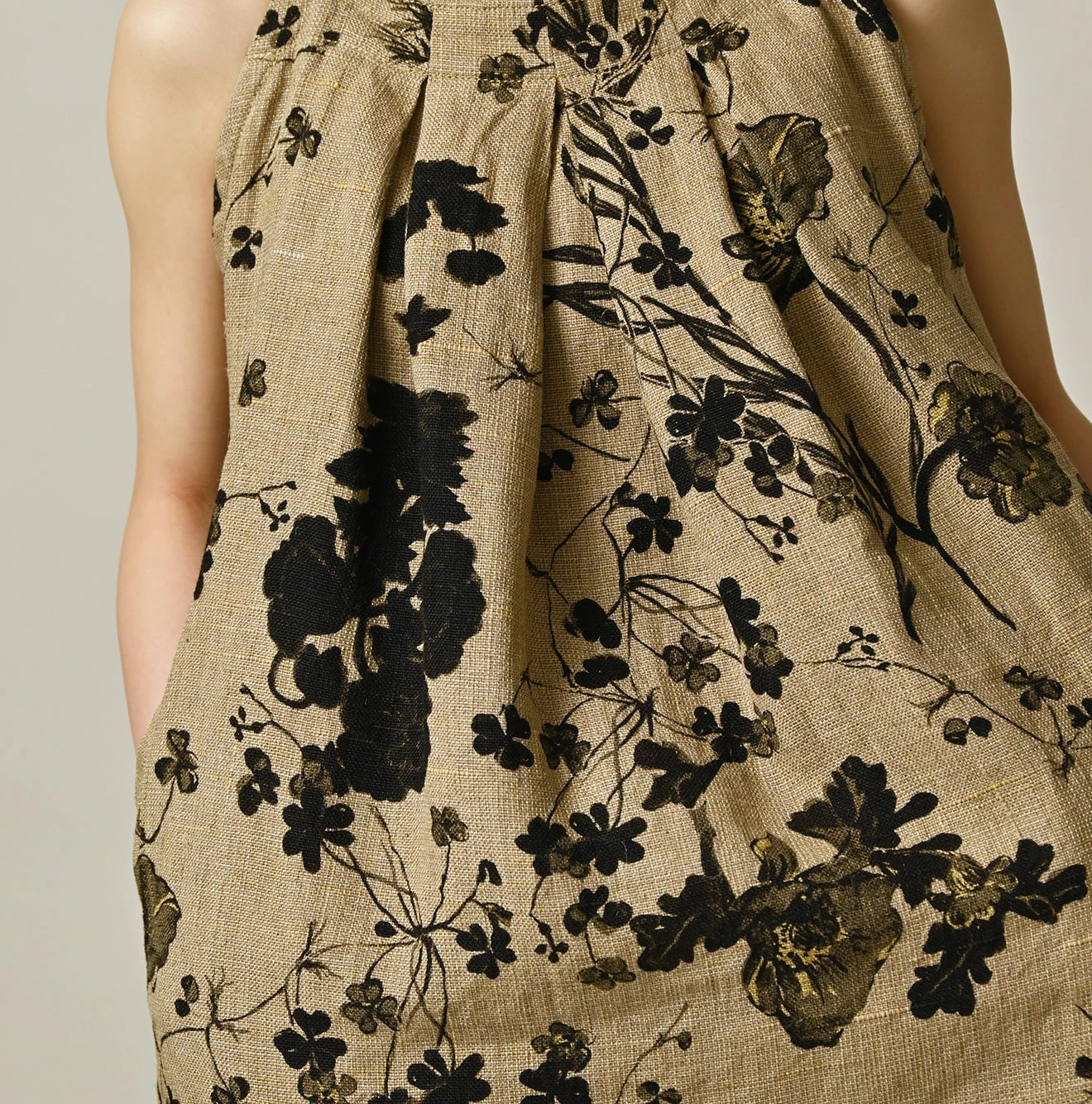 45R(フォーティファイブアール) |ギマゴザダックリンネルプリントのタックタックドレス