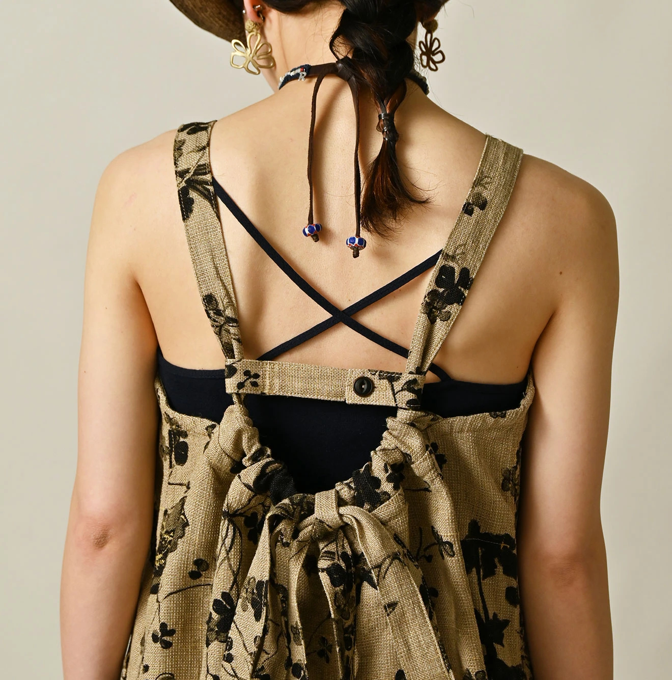 45R(フォーティファイブアール) |ギマゴザダックリンネルプリントのタックタックドレス