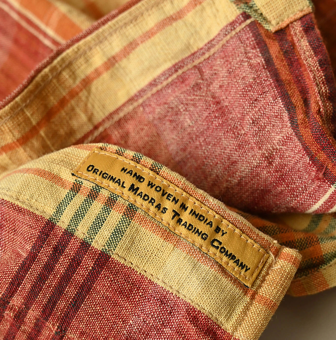 45R(フォーティファイブアール) |インドマ草木染マドラスチェックのチビ襟5分袖クッペシャツ