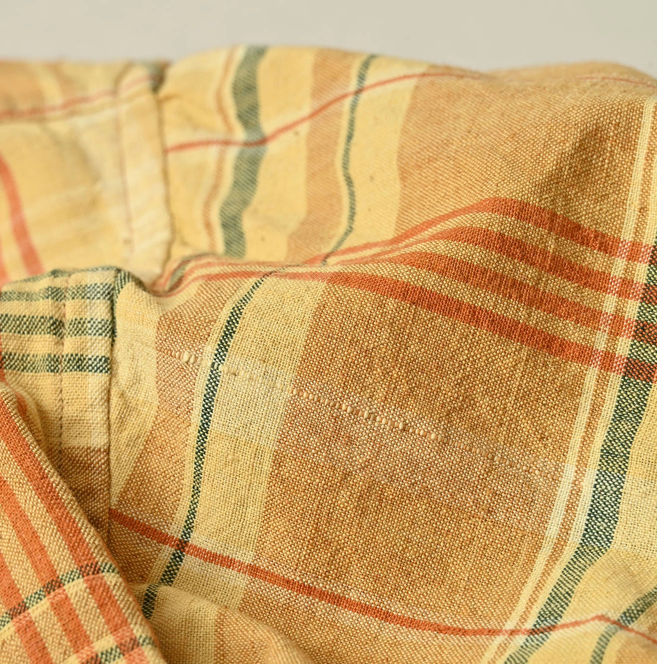 45R(フォーティファイブアール) |インドマ草木染マドラスチェックのチビ襟5分袖クッペシャツ