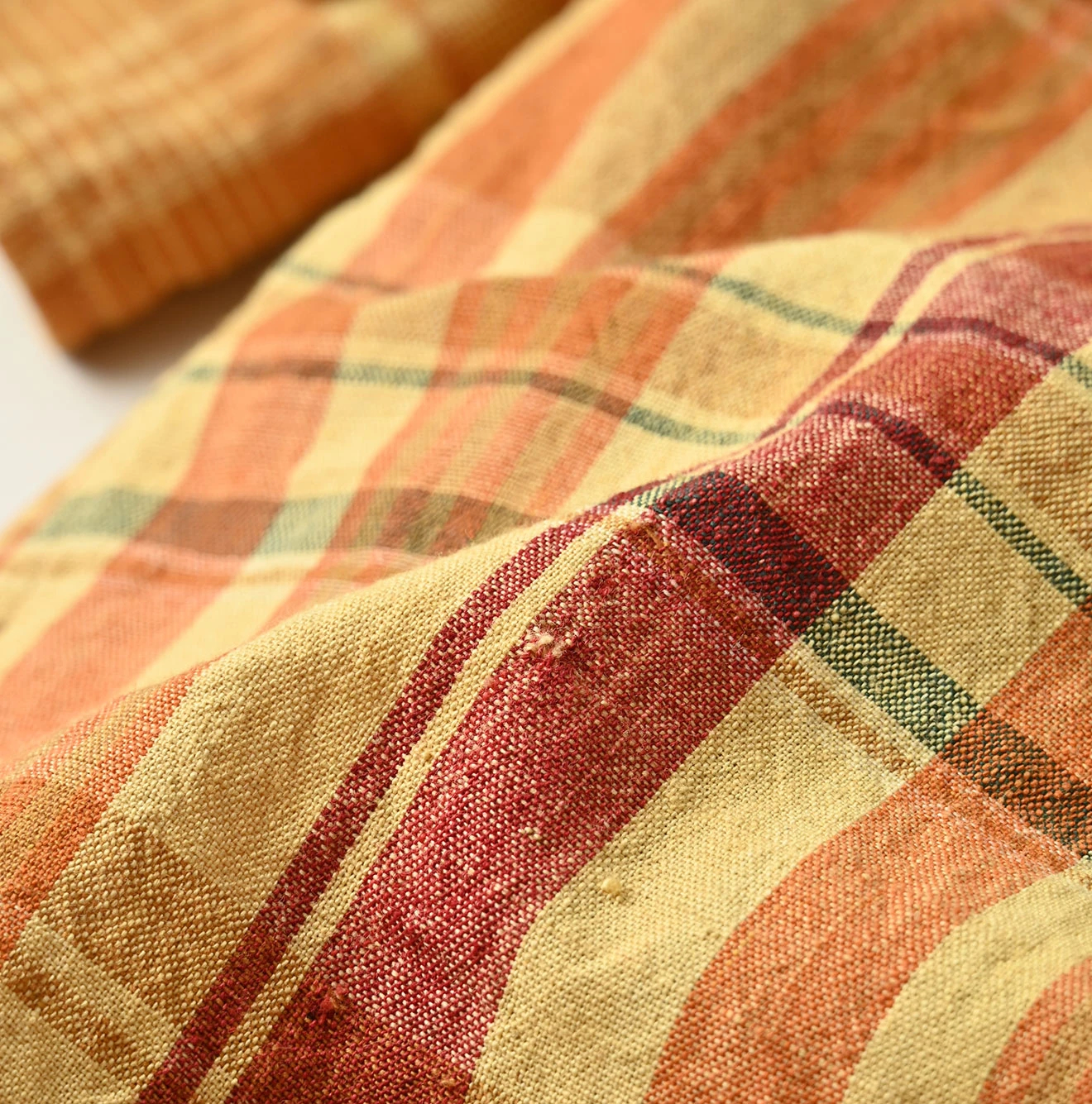 45R(フォーティファイブアール) |インドマ草木染マドラスチェックのチビ襟5分袖クッペシャツ