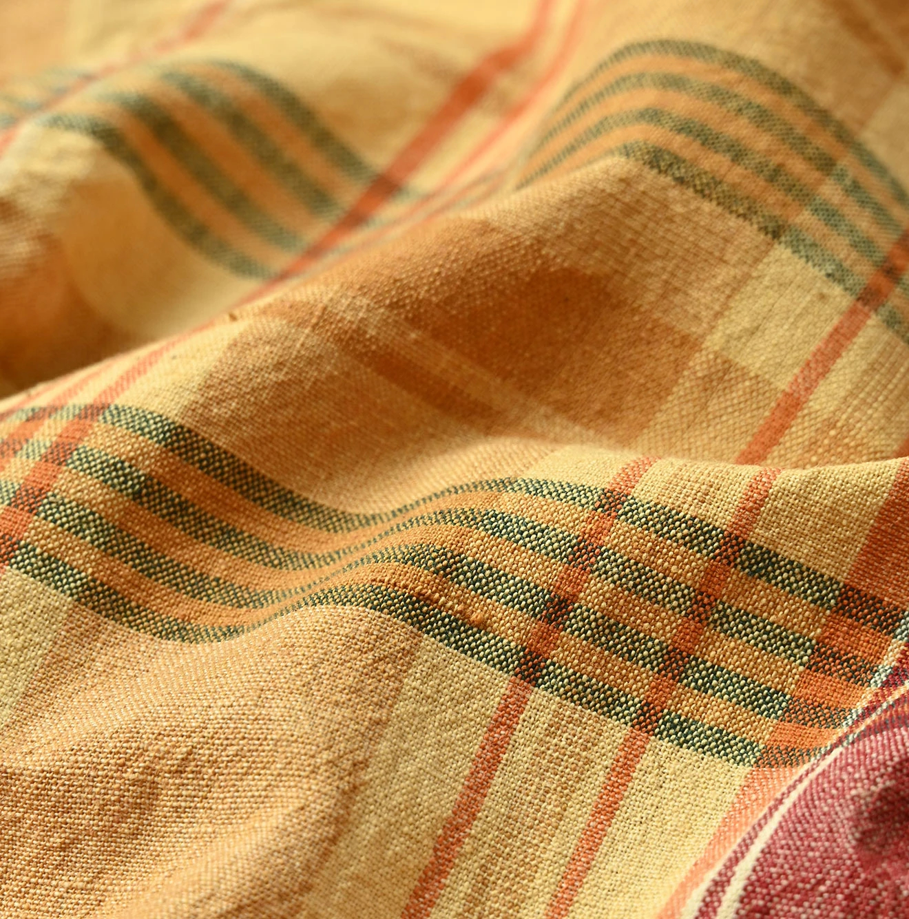 45R(フォーティファイブアール) |インドマ草木染マドラスチェックのチビ襟5分袖クッペシャツ