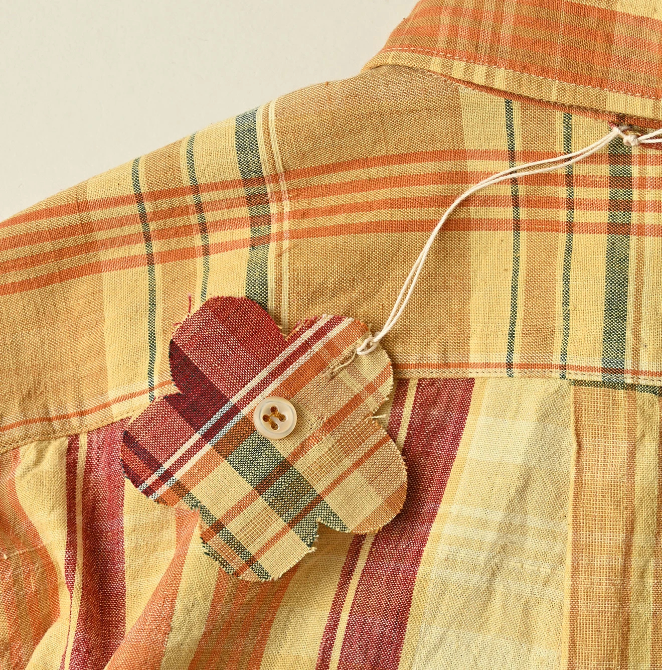 45R(フォーティファイブアール) |インドマ草木染マドラスチェックのチビ襟5分袖クッペシャツ