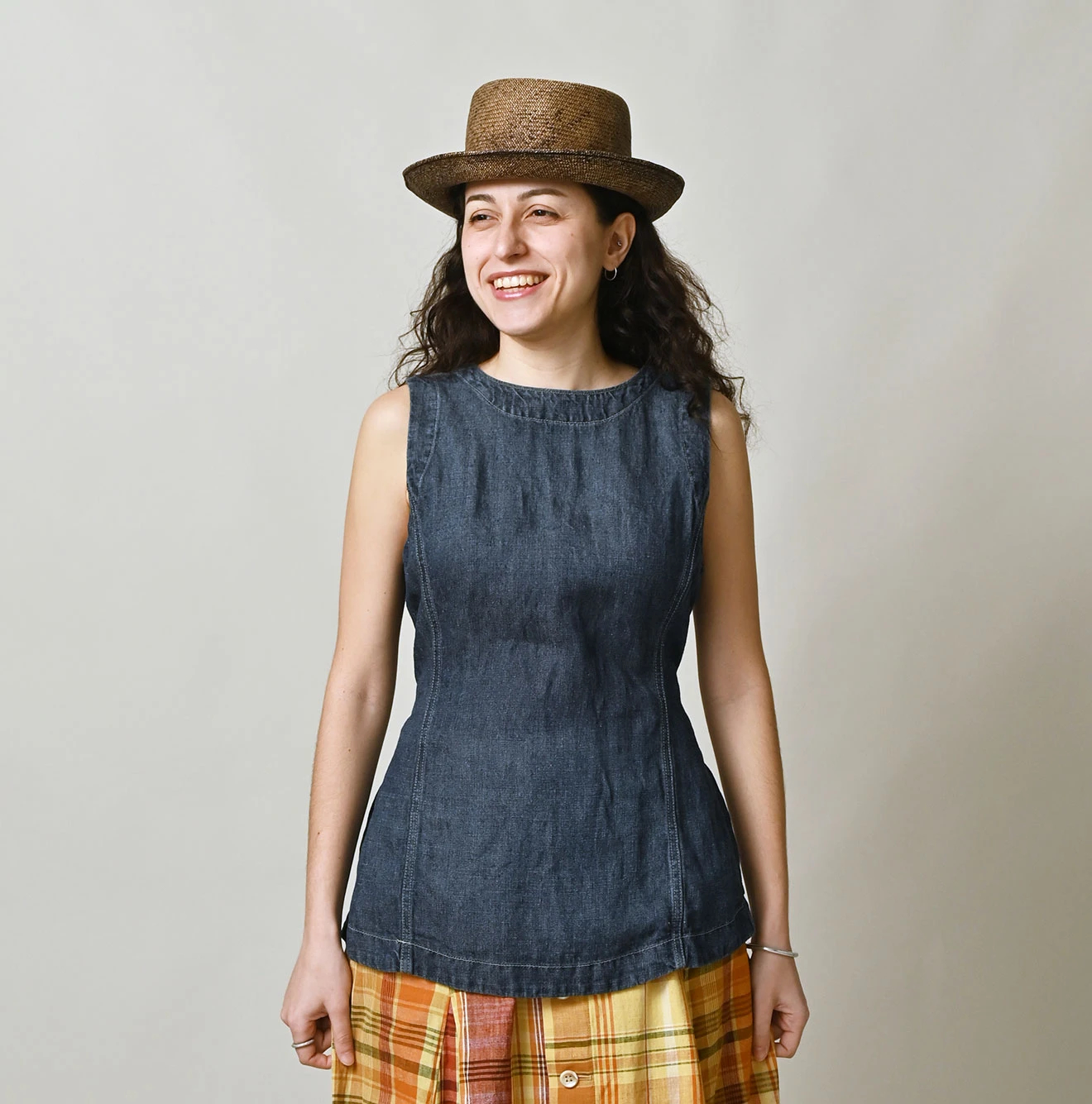 45R(フォーティファイブアール) |リネンデニムのオープンノースリーブ（重）