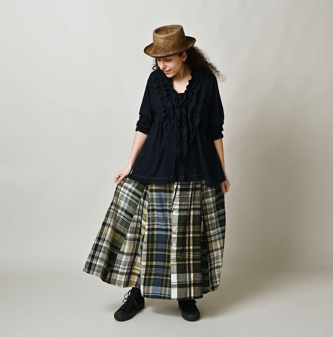 45R(フォーティファイブアール) |ガーゼ天竺のフリルカシュクール（インディゴ）