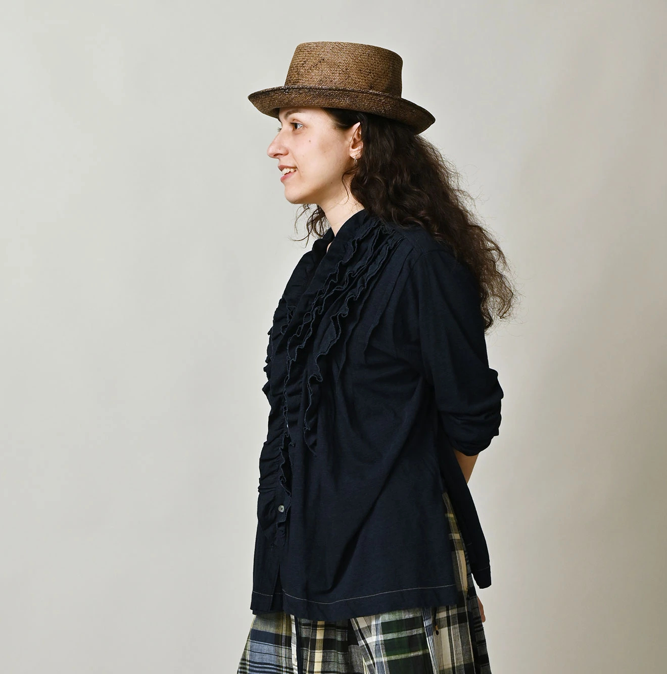 45R(フォーティファイブアール) |ガーゼ天竺のフリルカシュクール（インディゴ）