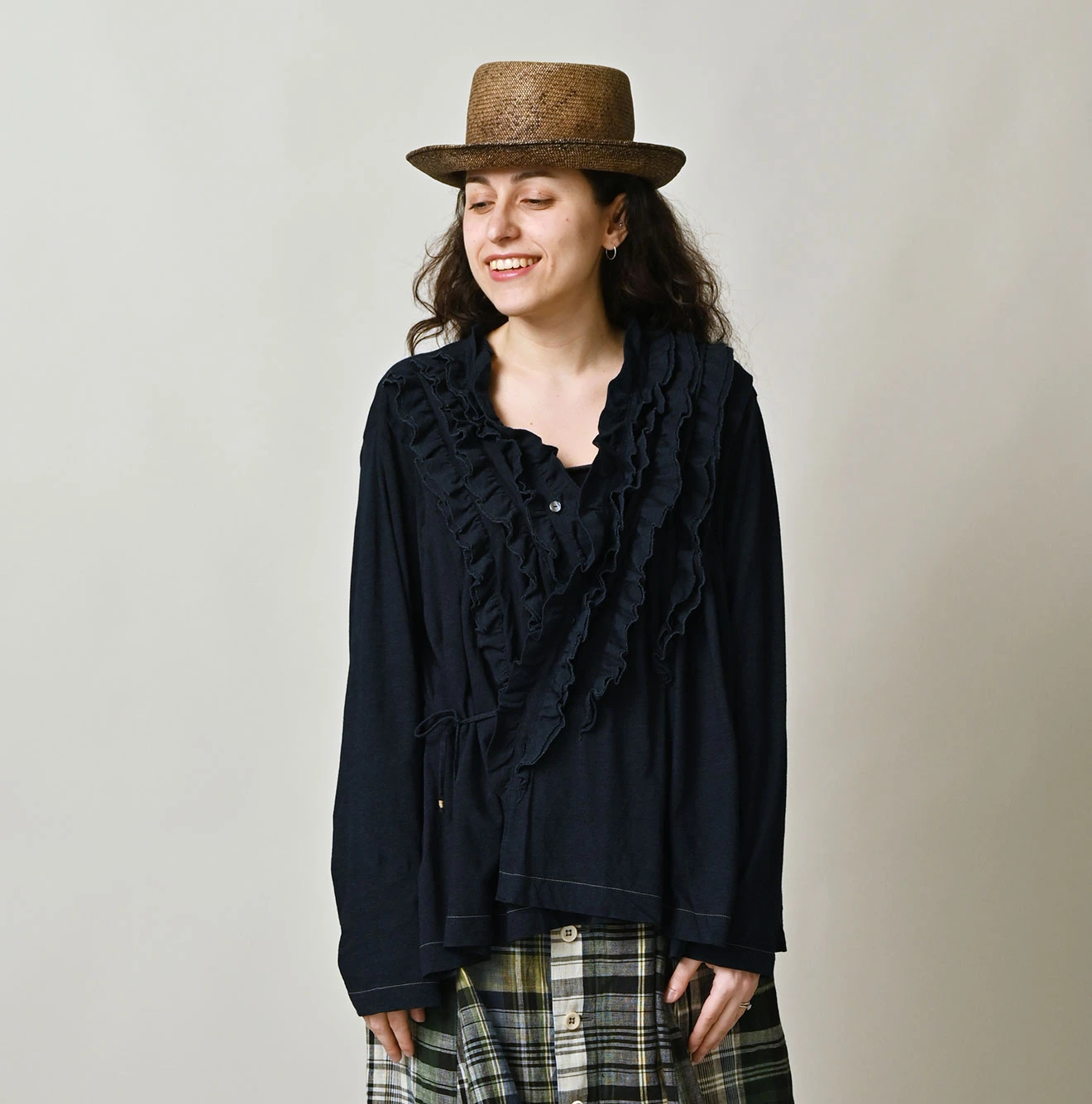 45R(フォーティファイブアール) |ガーゼ天竺のフリルカシュクール（インディゴ）