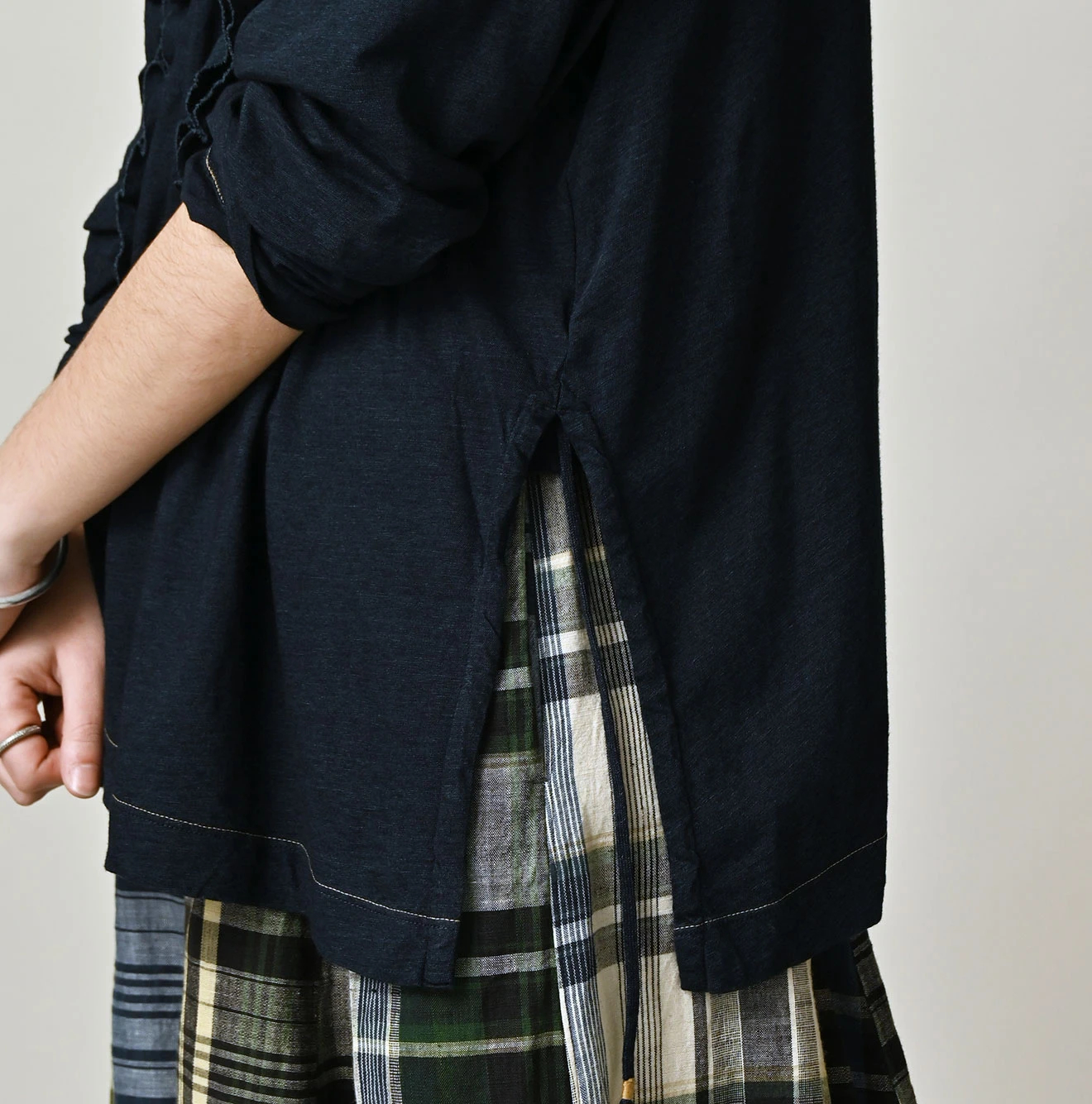 45R(フォーティファイブアール) |ガーゼ天竺のフリルカシュクール（インディゴ）