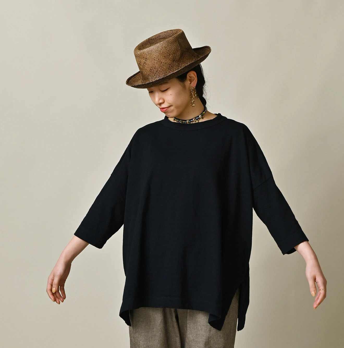 45R(フォーティファイブアール) |天竺のビッグスリットTシャツ（インディゴ）