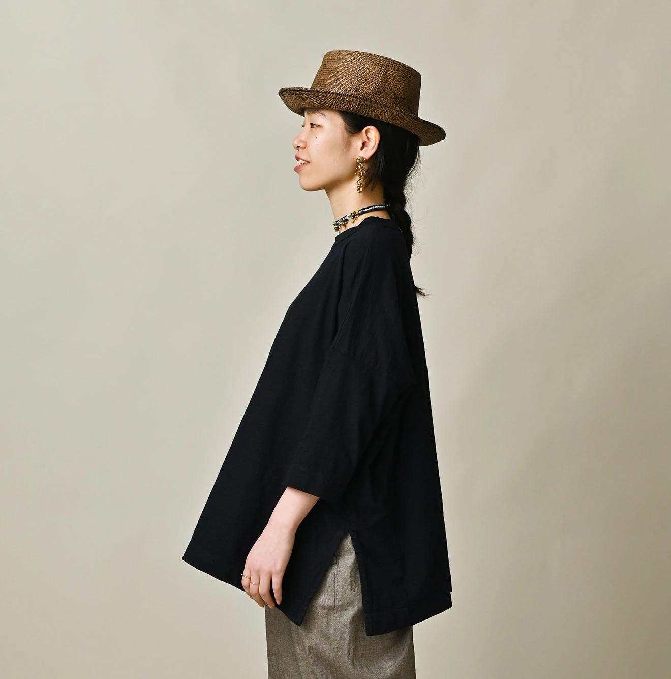 45R(フォーティファイブアール) |天竺のビッグスリットTシャツ（インディゴ）