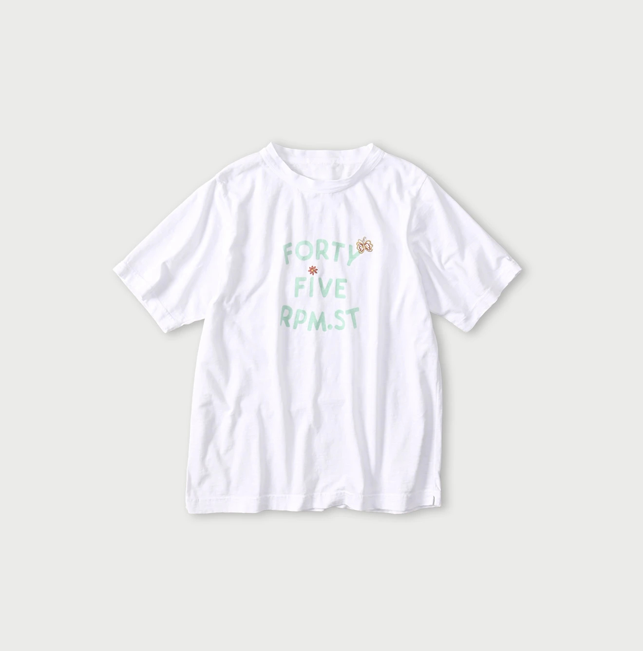 45R(フォーティファイブアール) |アゲハ刺繍ロゴプリントの908Tシャツ