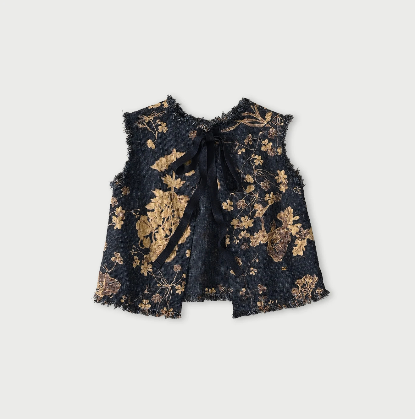 45R(フォーティファイブアール) |ギマゴザダックリンネルプリントのノースリーブトップ（インディゴ）