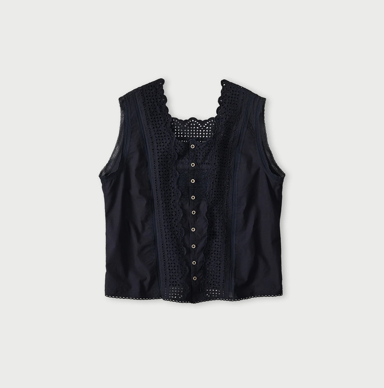 45R(フォーティファイブアール) |バチストカットワークのノースリーブトップ（インディゴ）