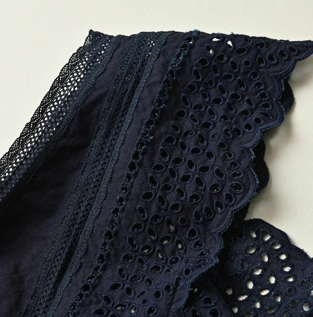 45R(フォーティファイブアール) |バチストカットワークのノースリーブトップ（インディゴ）