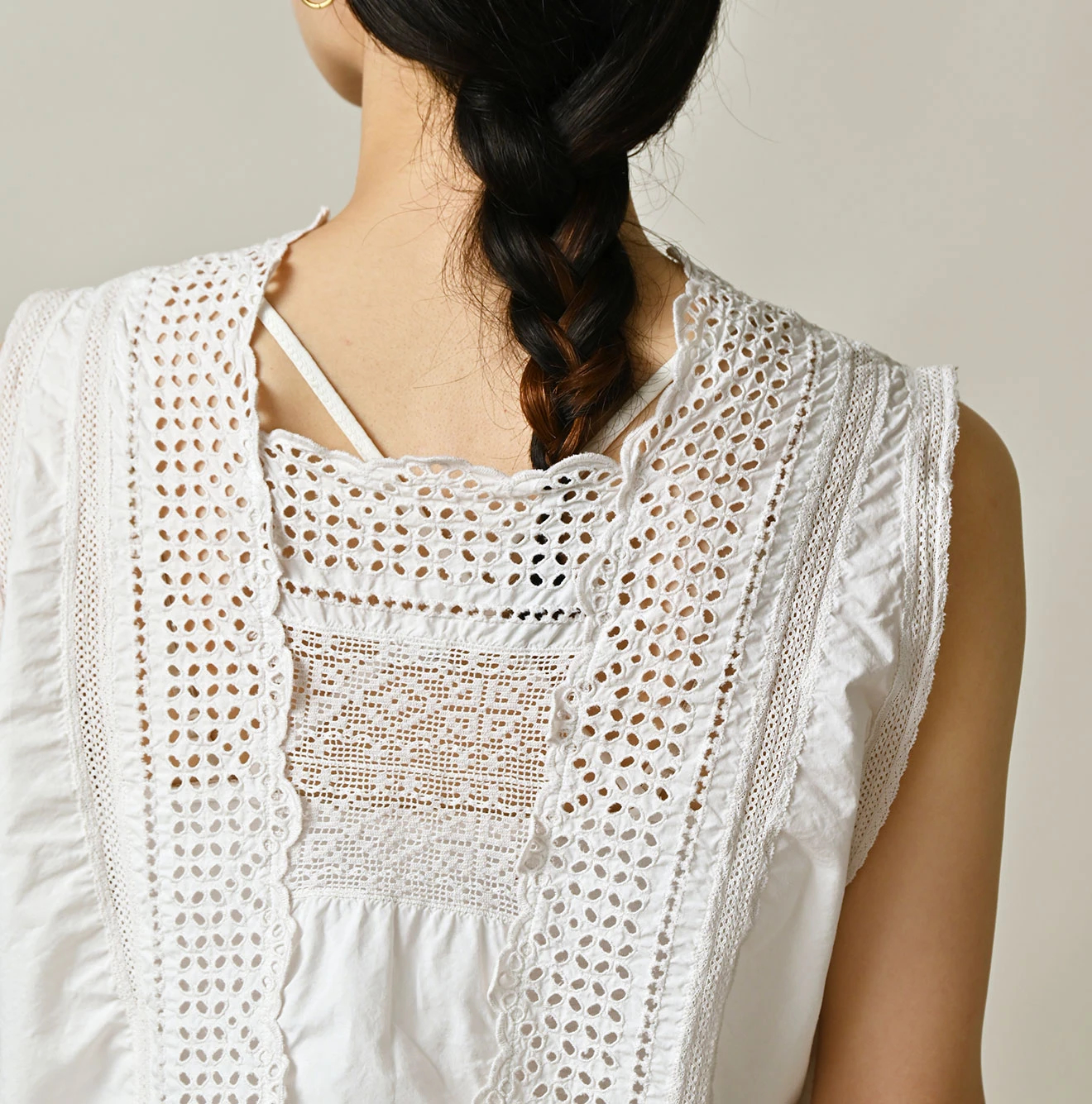 45R(フォーティファイブアール) |バチストカットワークのノースリーブトップ