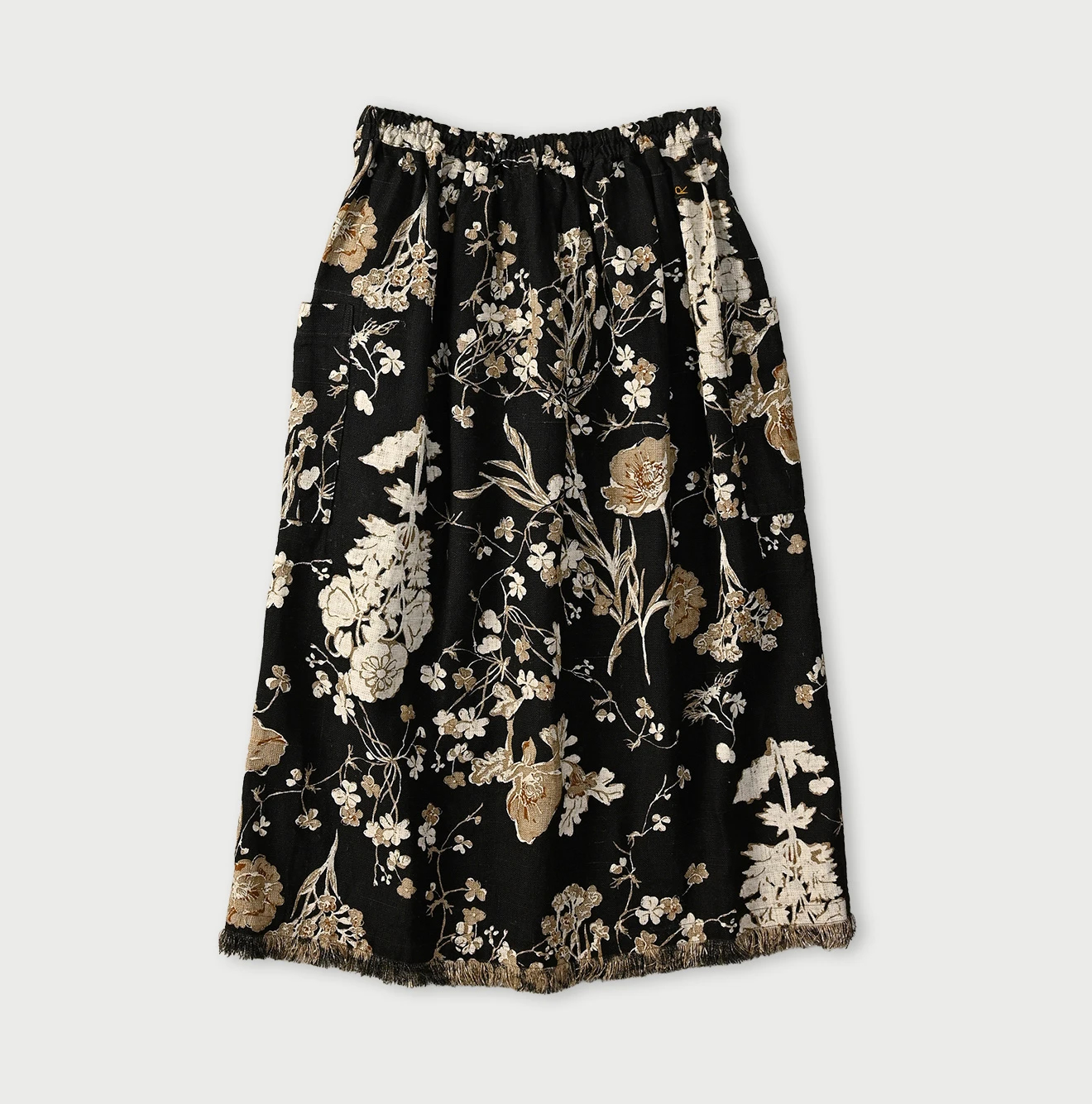 45R(フォーティファイブアール) |ギマゴザダックリンネルプリントのイージーエプロンスカート