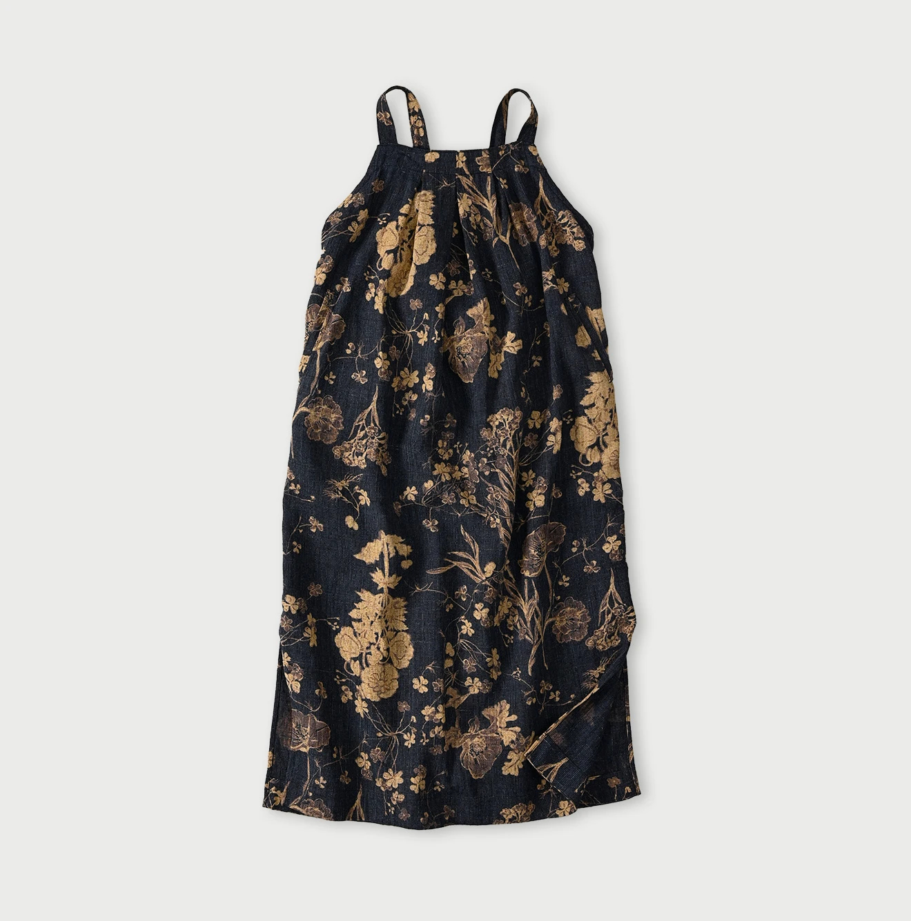 45R(フォーティファイブアール) |ギマゴザダックリンネルプリントのタックタックドレス（インディゴ）