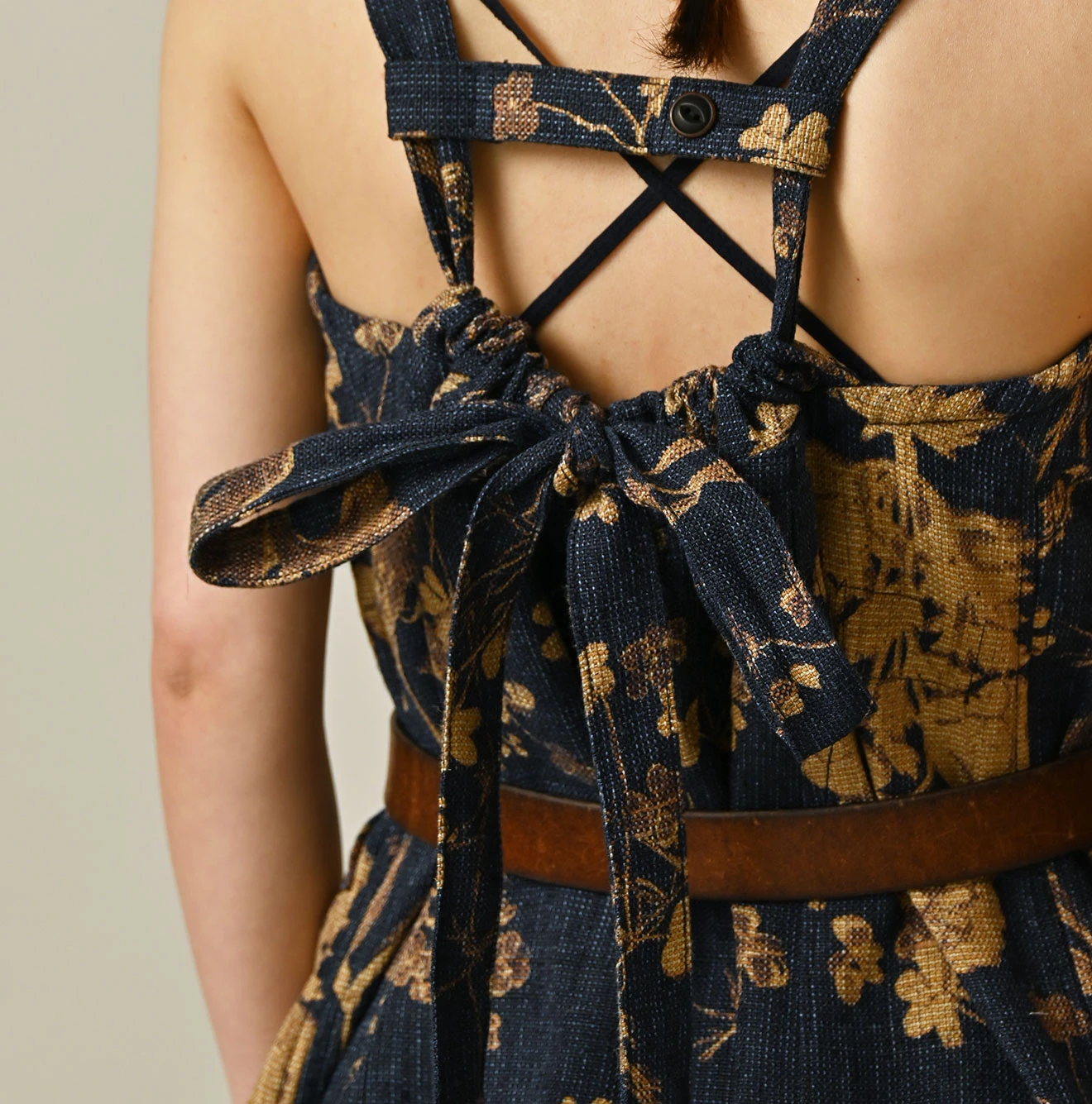 45R(フォーティファイブアール) |ギマゴザダックリンネルプリントのタックタックドレス（インディゴ）