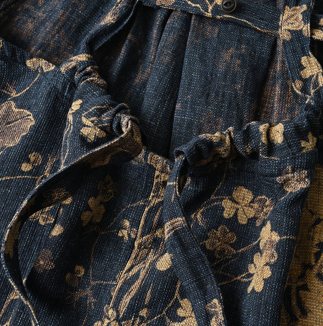 45R(フォーティファイブアール) |ギマゴザダックリンネルプリントのタックタックドレス（インディゴ）