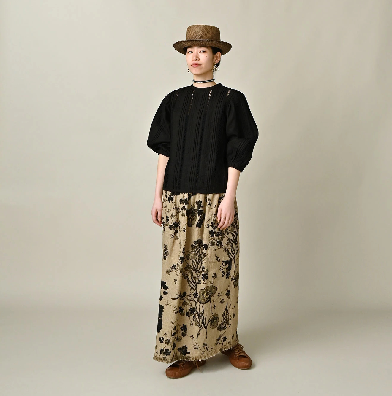 45R(フォーティファイブアール) |リネンのピンタックレースブラウス