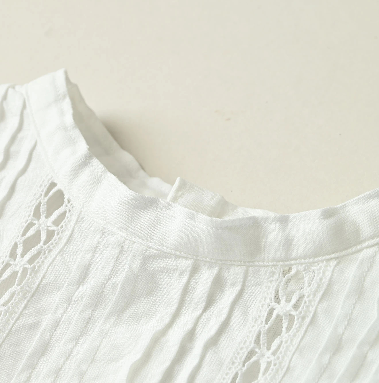 45R(フォーティファイブアール) |リネンのピンタックレースブラウス