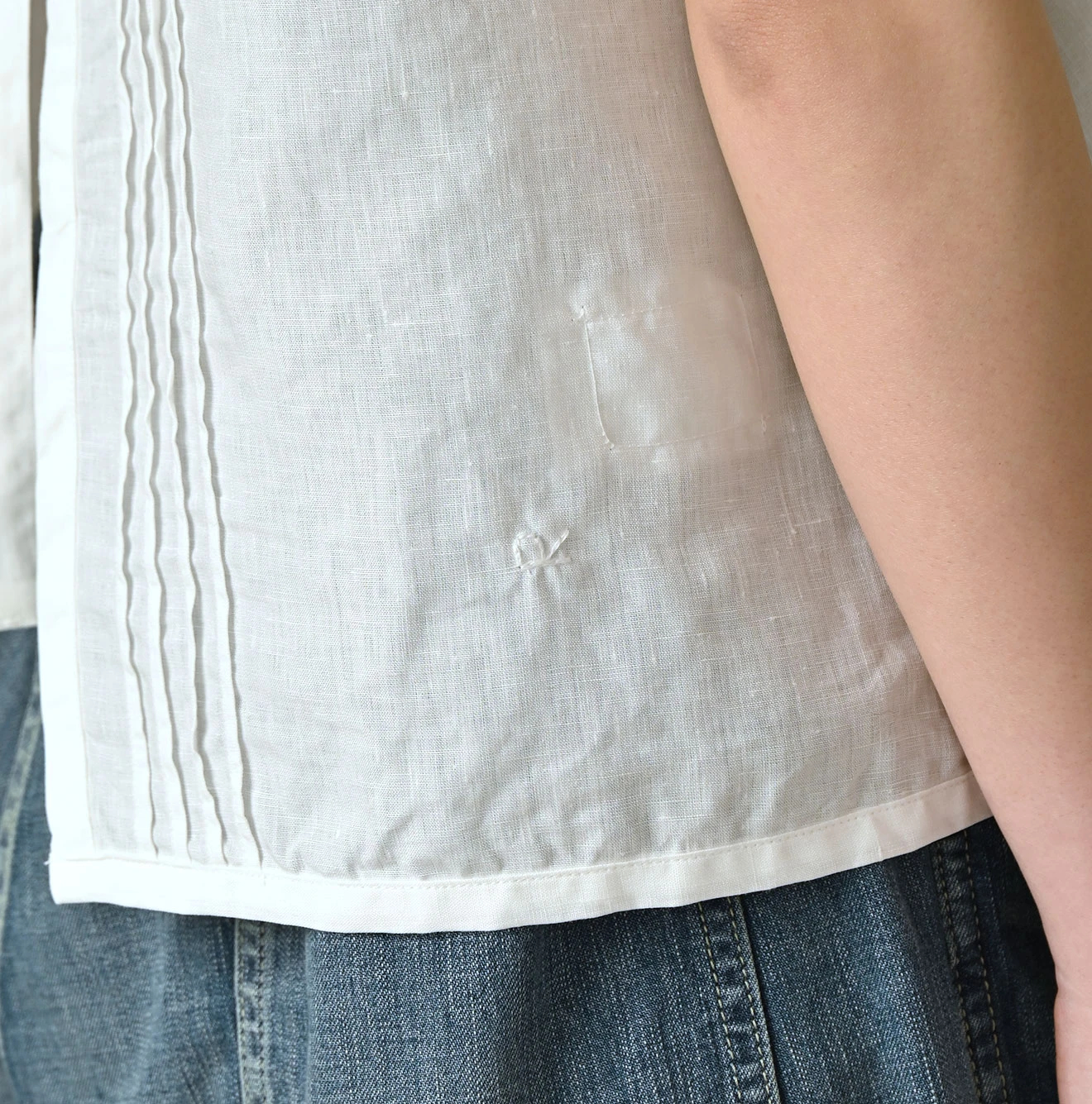 45R(フォーティファイブアール) |リネンのピンタックレースノースリーブトップ