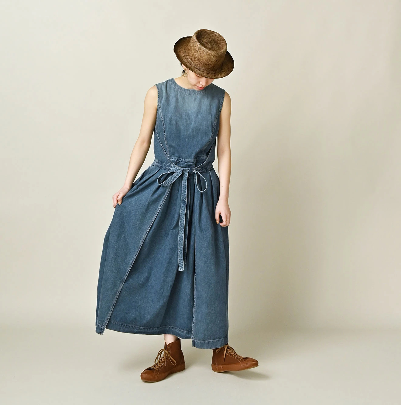 45R(フォーティファイブアール) |麦比古デニムのラップドレス（淡）