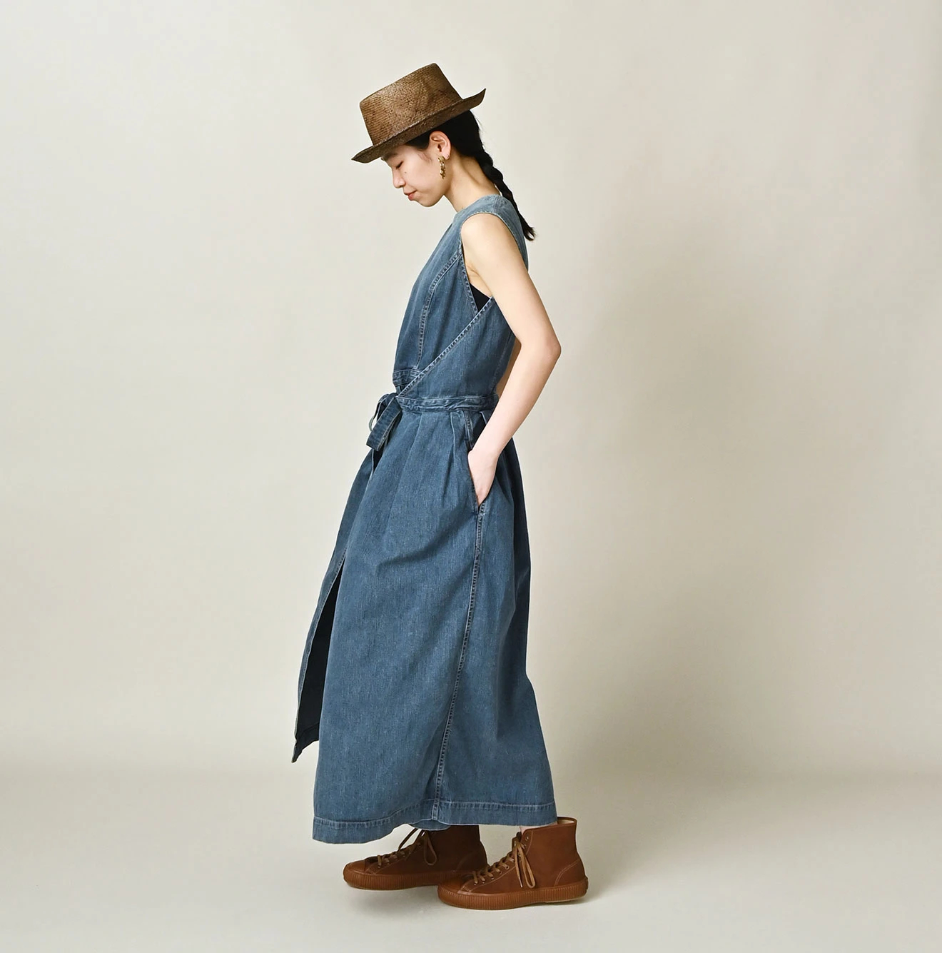 45R(フォーティファイブアール) |麦比古デニムのラップドレス（淡）