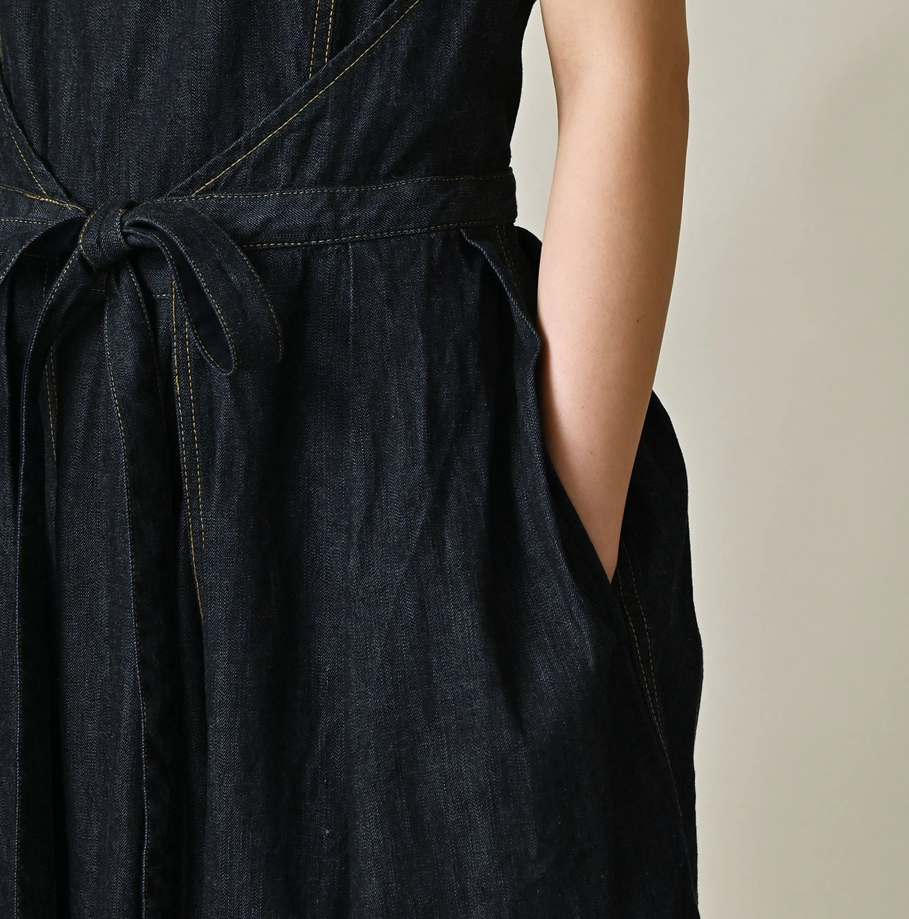 45R(フォーティファイブアール) |麦比古デニムのラップドレス（濃）