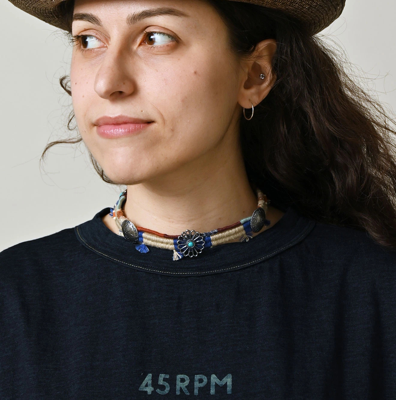 45R(フォーティファイブアール) |ピッコロゴプリントのギャザーMキャミ（インディゴ）