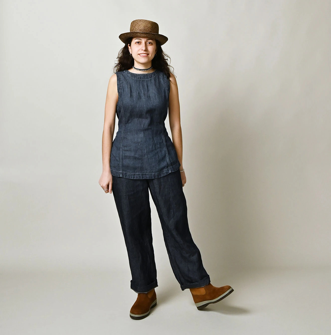 45R(フォーティファイブアール) |リネンデニムのイージーワークパンツ（濃）