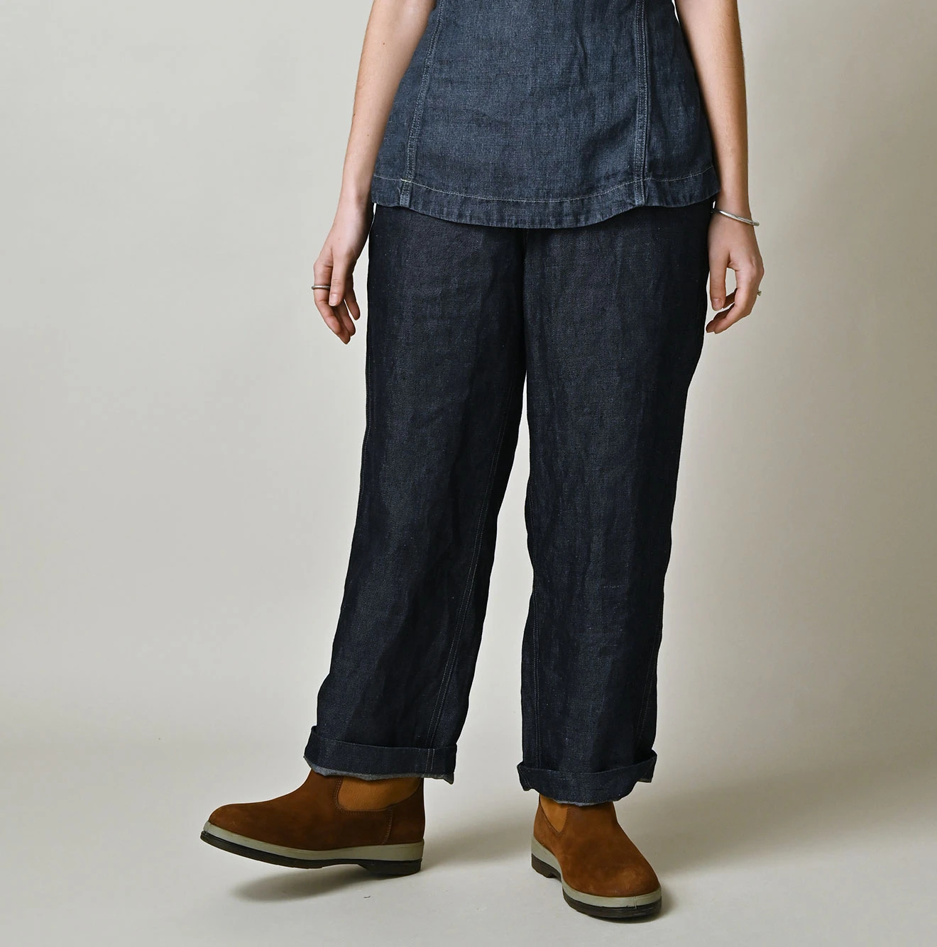 45R(フォーティファイブアール) |リネンデニムのイージーワークパンツ（濃）