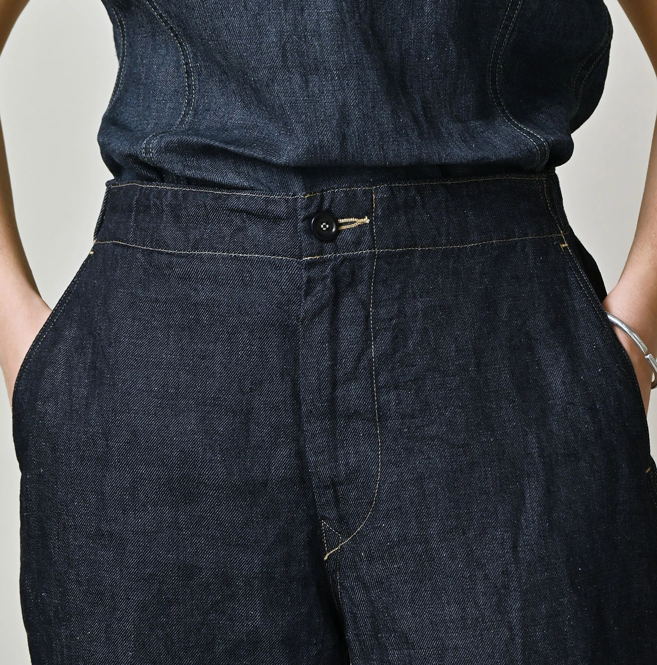 45R(フォーティファイブアール) |リネンデニムのイージーワークパンツ（濃）