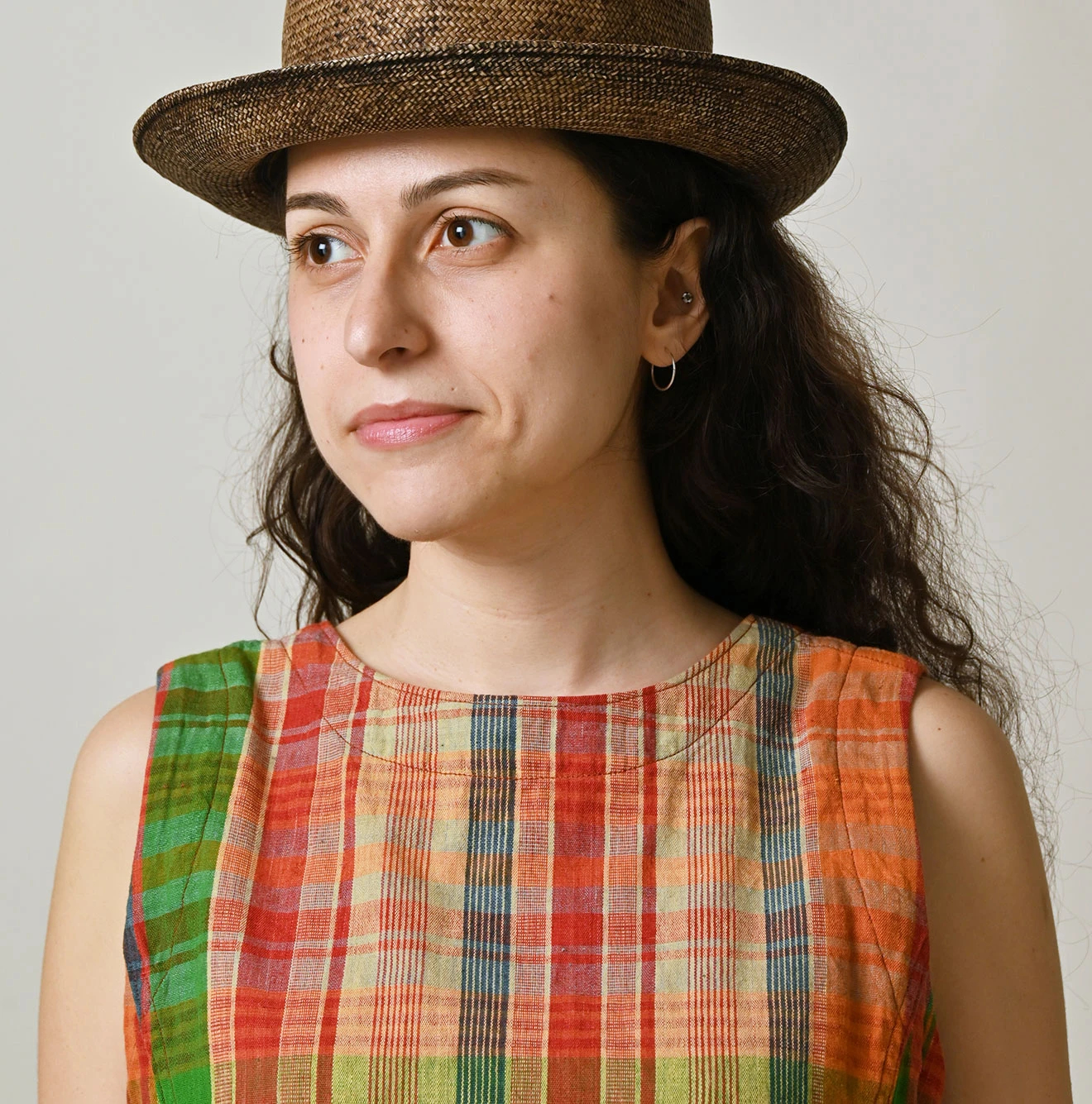 45R(フォーティファイブアール) |インド草木染マドラスチェックのオープンノースリーブ