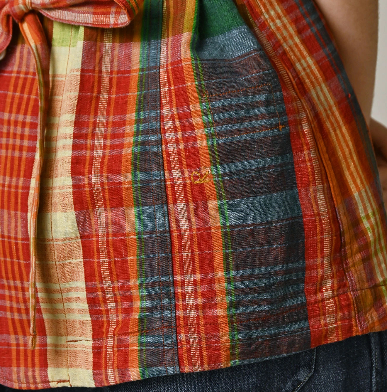 45R(フォーティファイブアール) |インド草木染マドラスチェックのオープンノースリーブ