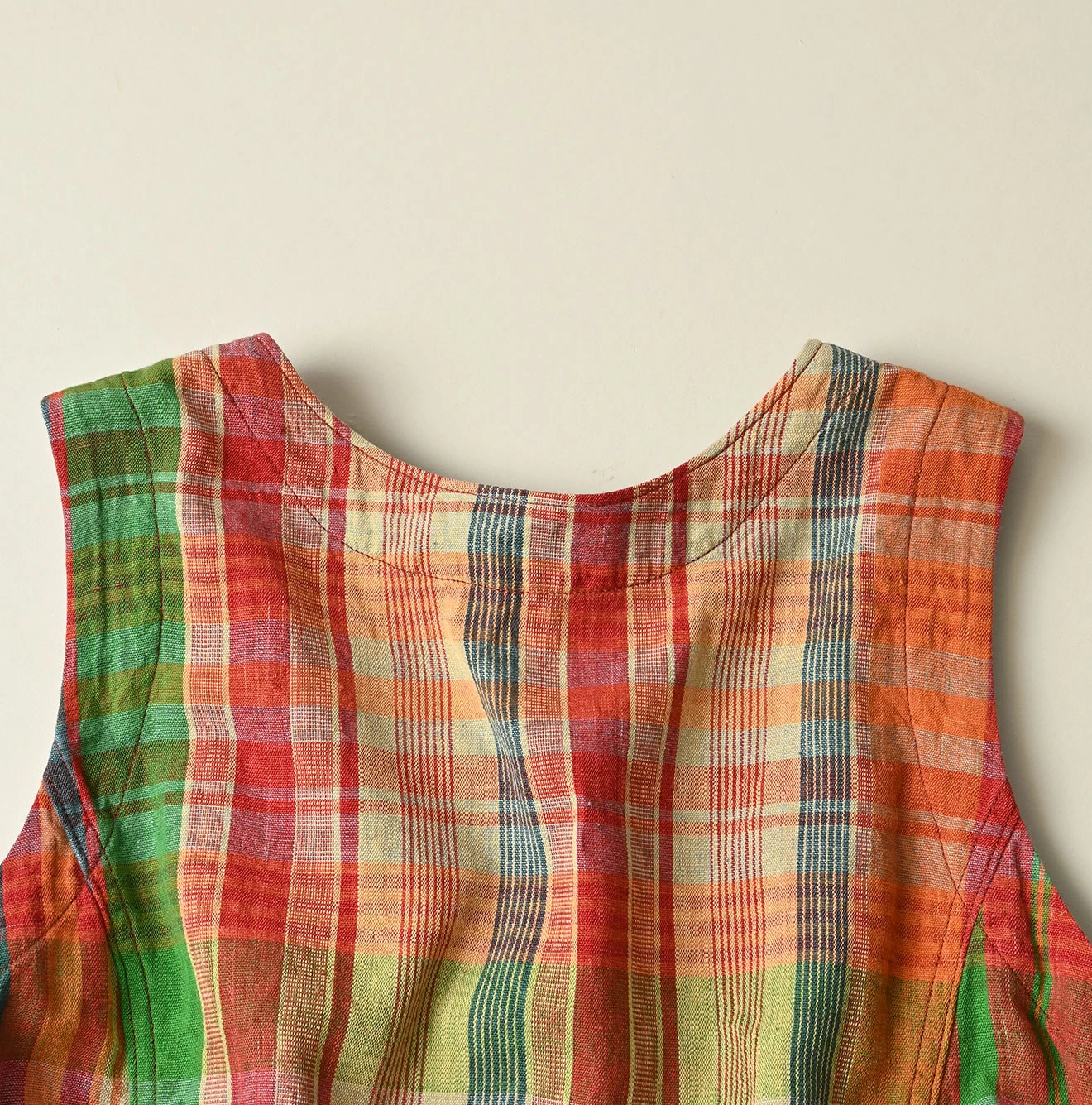 45R(フォーティファイブアール) |インド草木染マドラスチェックのオープンノースリーブ