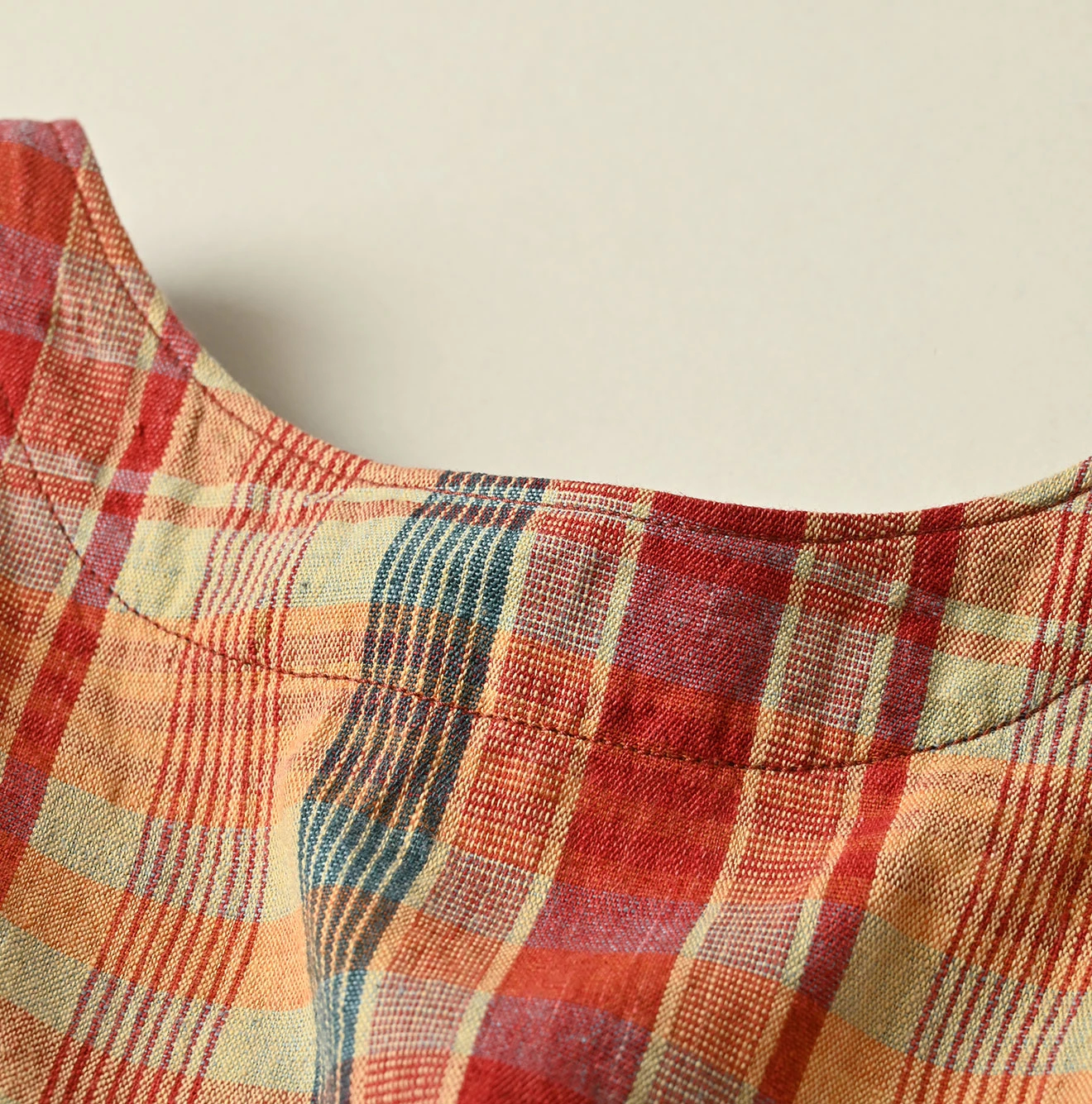 45R(フォーティファイブアール) |インド草木染マドラスチェックのオープンノースリーブ