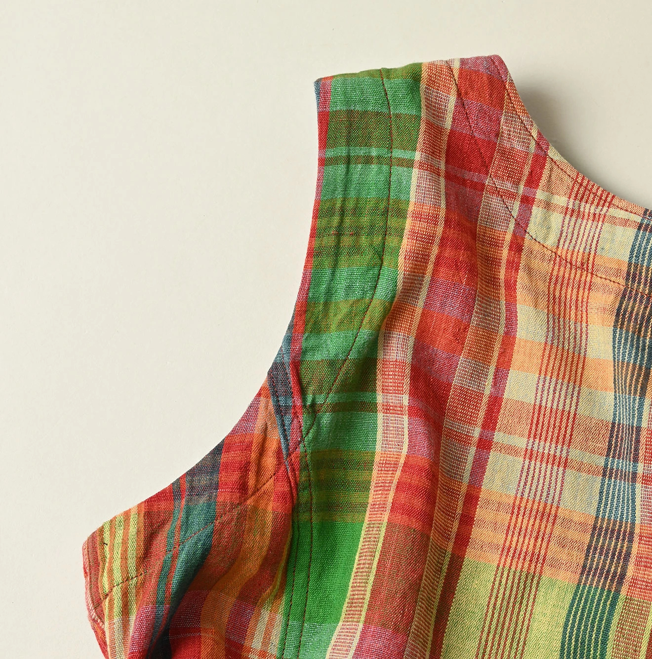 45R(フォーティファイブアール) |インド草木染マドラスチェックのオープンノースリーブ