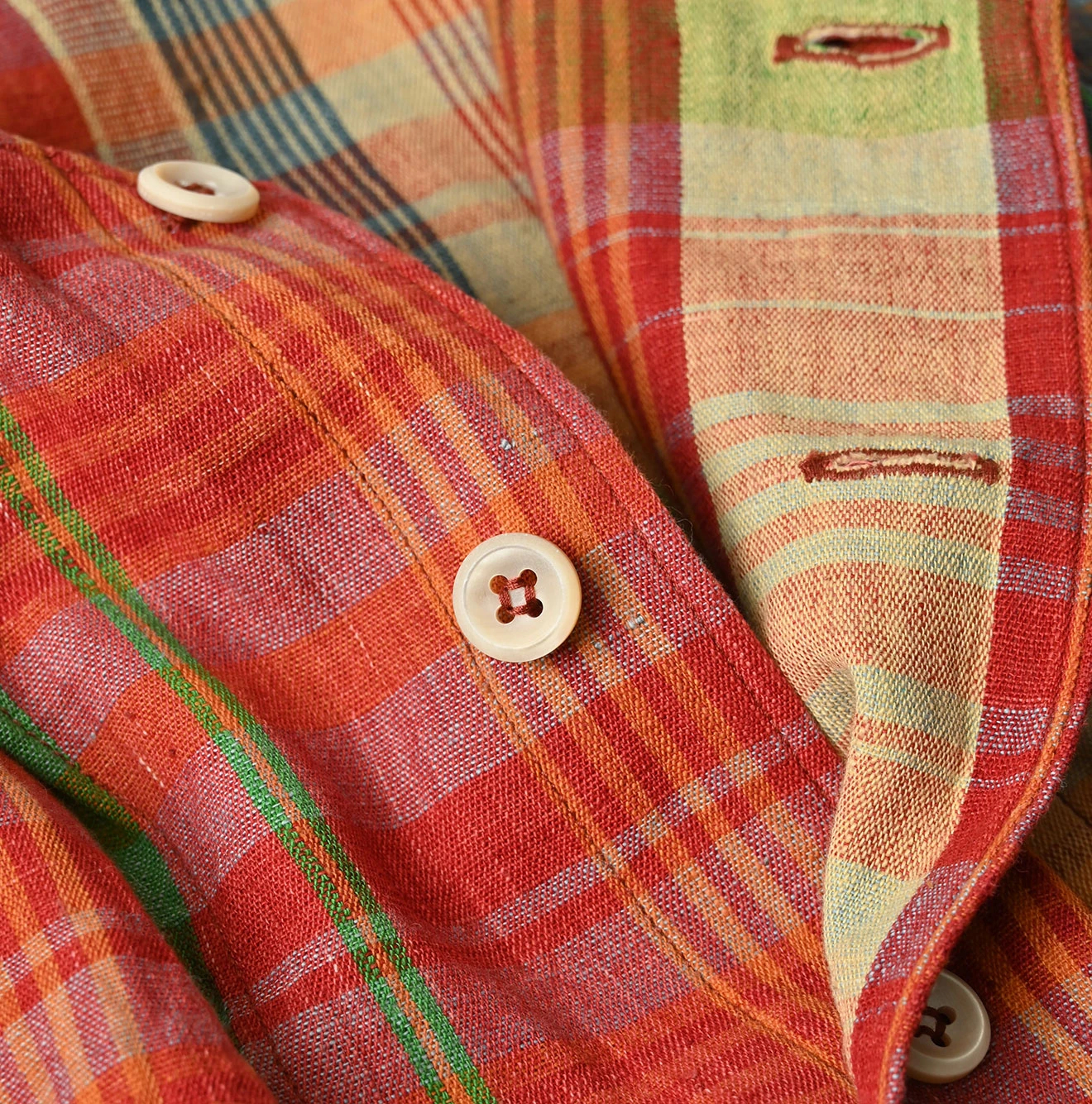 45R(フォーティファイブアール) |インド草木染マドラスチェックのオープンノースリーブ