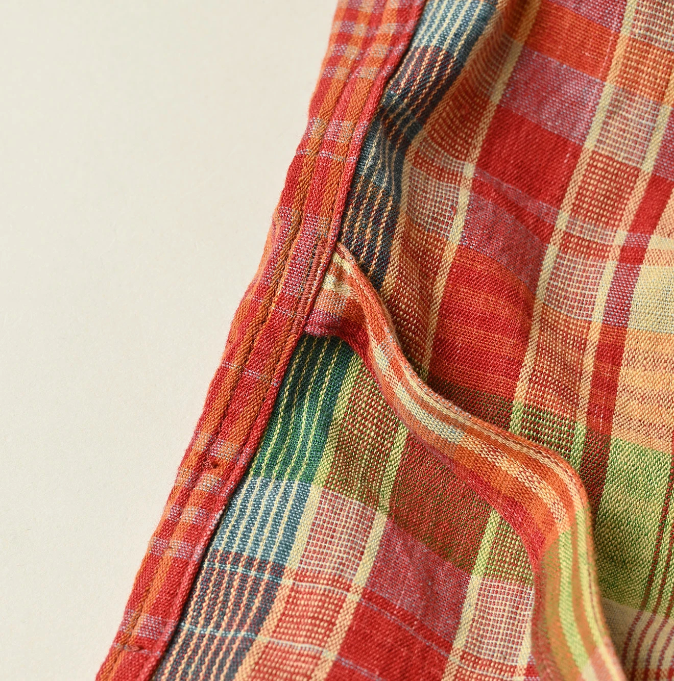 45R(フォーティファイブアール) |インド草木染マドラスチェックのオープンノースリーブ