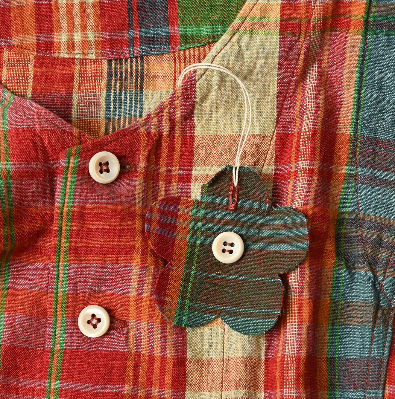 45R(フォーティファイブアール) |インド草木染マドラスチェックのオープンノースリーブ