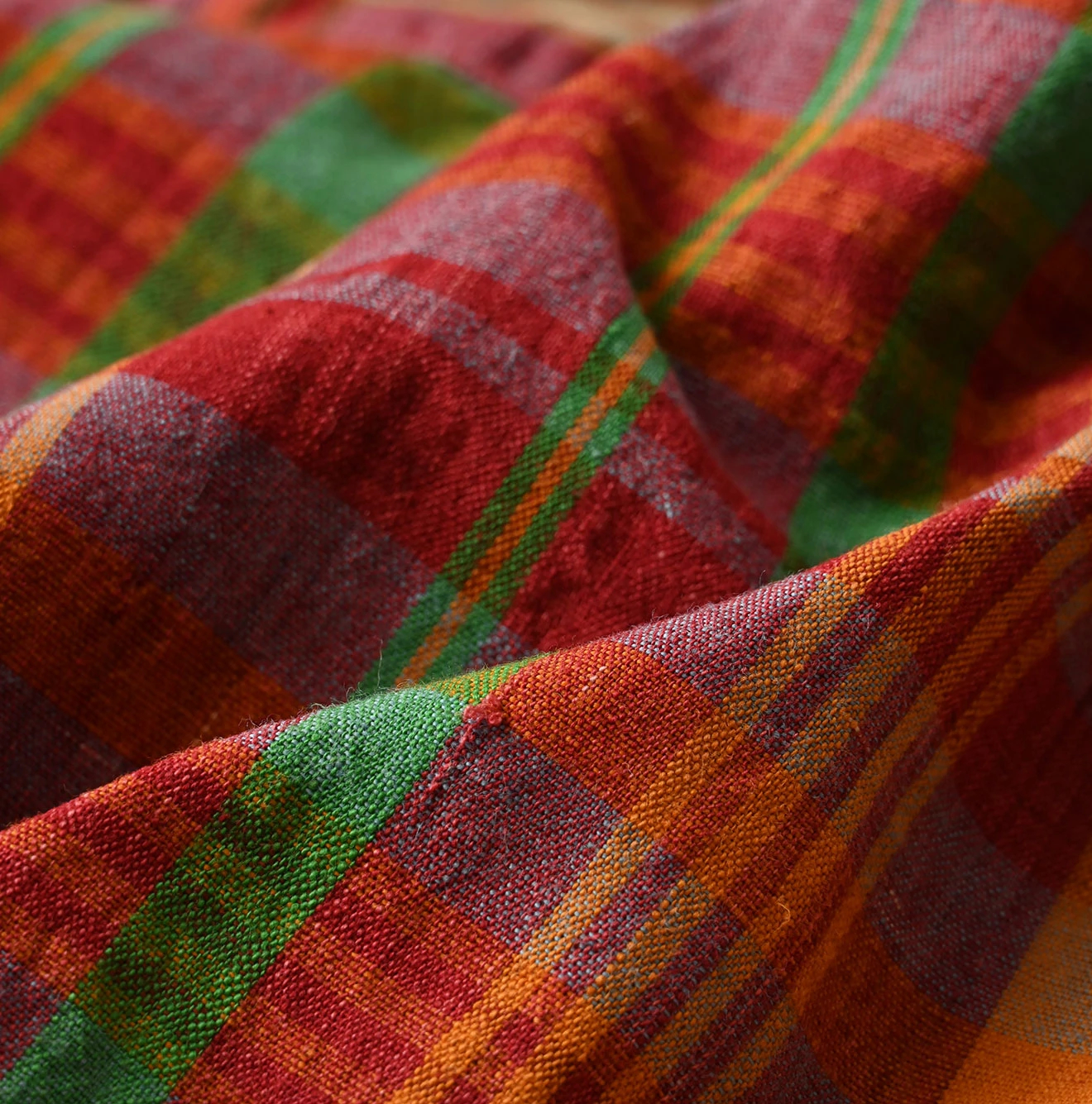 45R(フォーティファイブアール) |インド草木染マドラスチェックのオープンノースリーブ