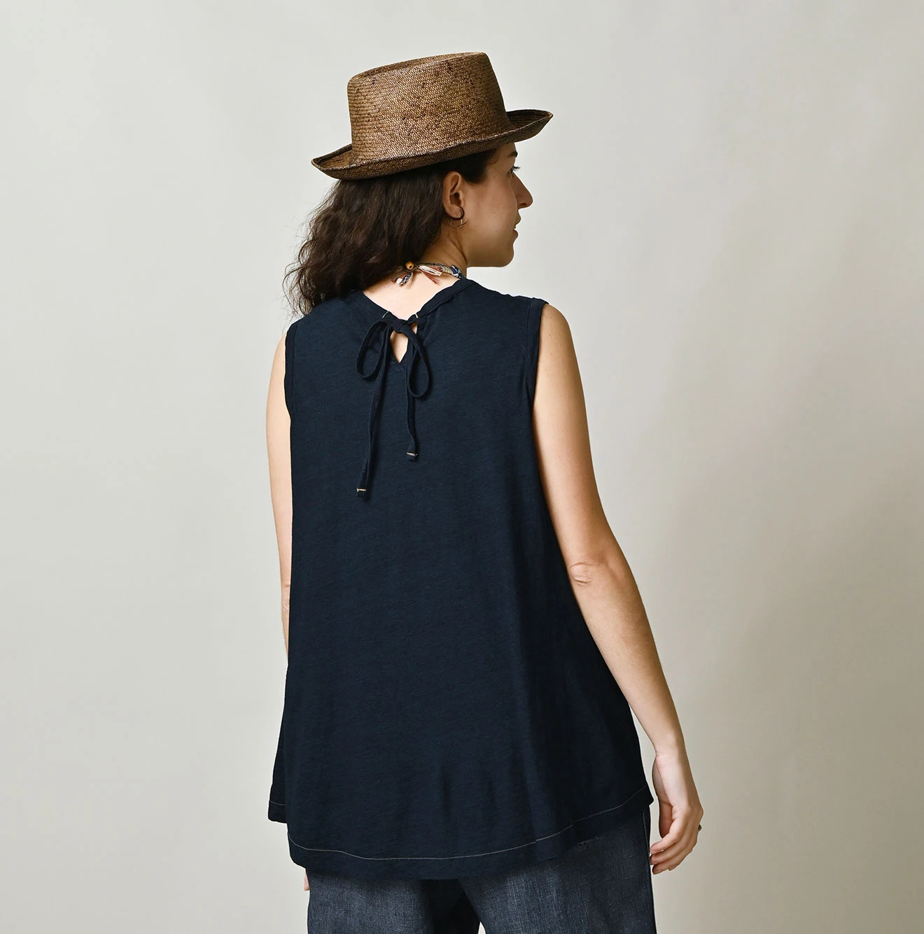 45R(フォーティファイブアール) |ガーゼ天竺のフレアキャミ（インディゴ）