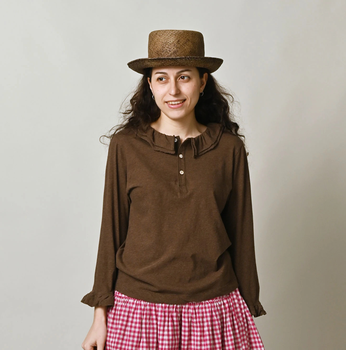 45R(フォーティファイブアール) |ガーゼ天竺のフリルヘンリー