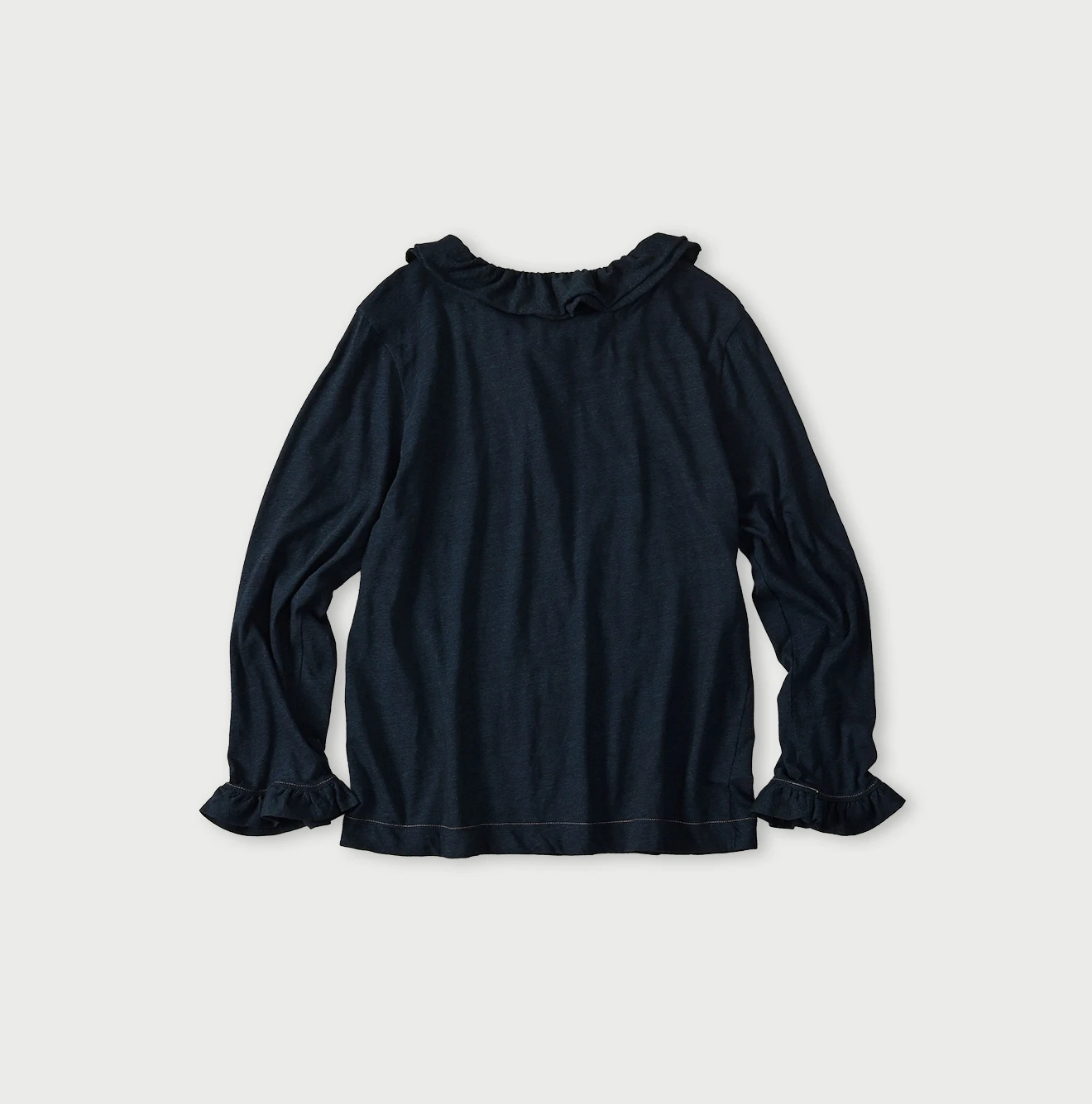 45R(フォーティファイブアール) |ガーゼ天竺のフリルヘンリー（インディゴ）