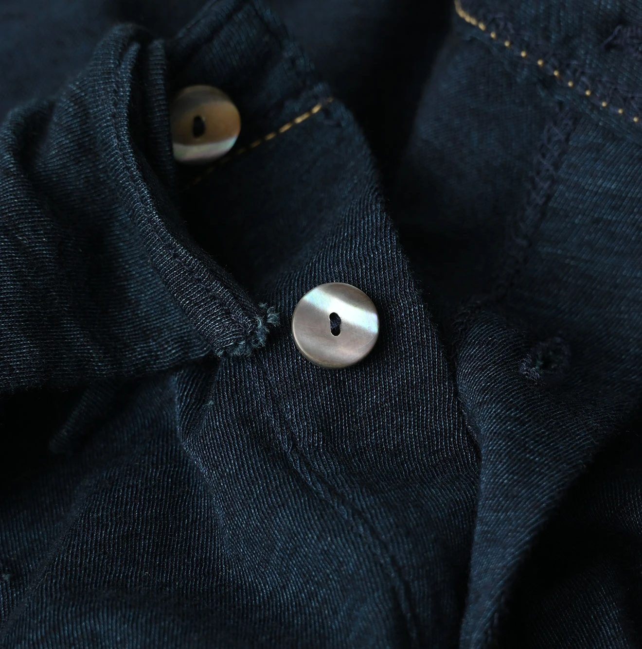 45R(フォーティファイブアール) |ガーゼ天竺のフリルヘンリー（インディゴ）