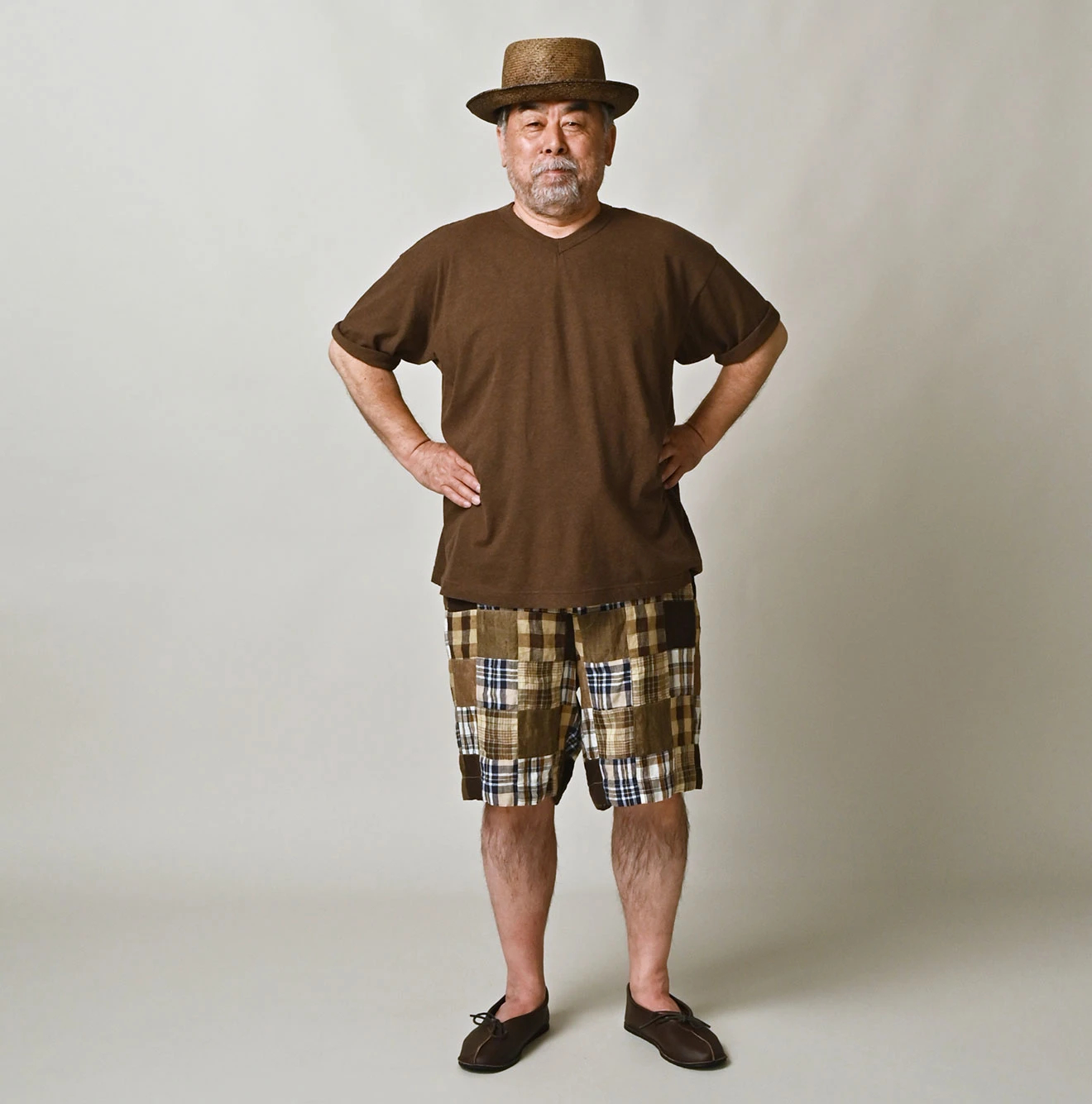 45R(フォーティファイブアール) |ガーゼ天竺の908浅VネックTシャツ