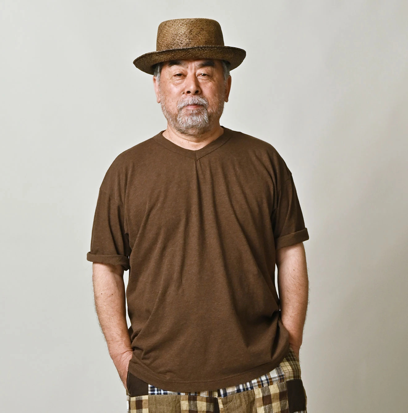 45R(フォーティファイブアール) |ガーゼ天竺の908浅VネックTシャツ