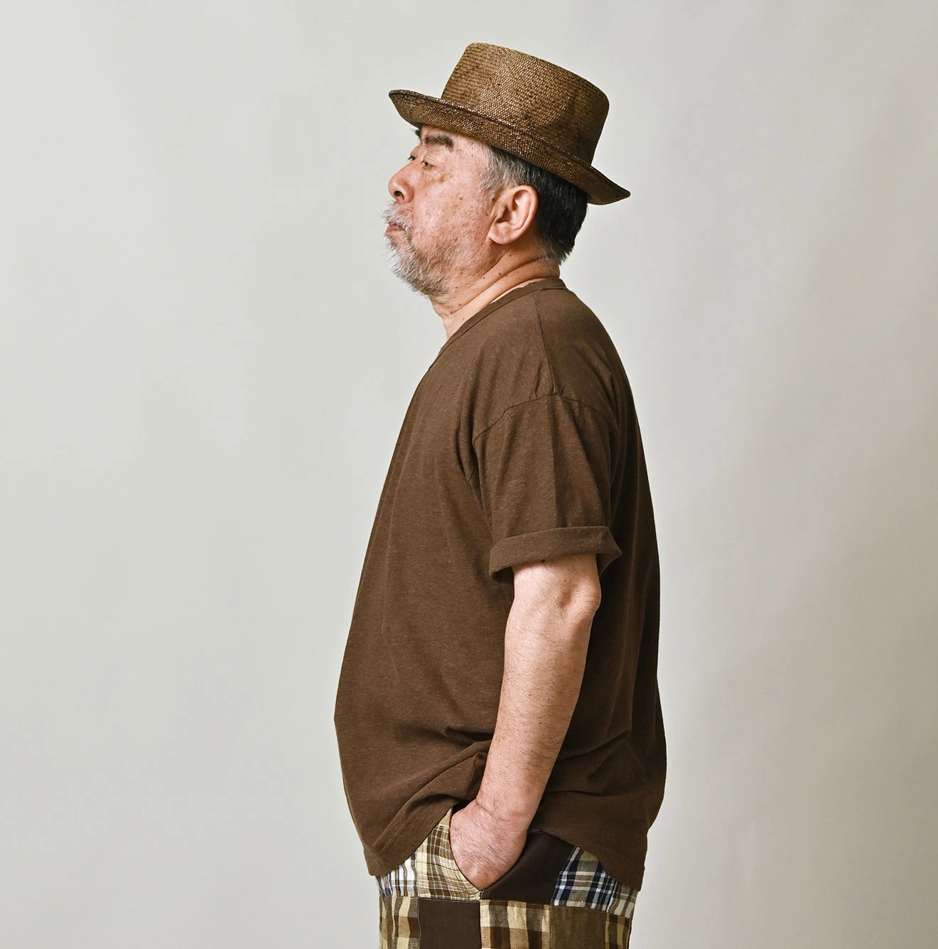 45R(フォーティファイブアール) |ガーゼ天竺の908浅VネックTシャツ