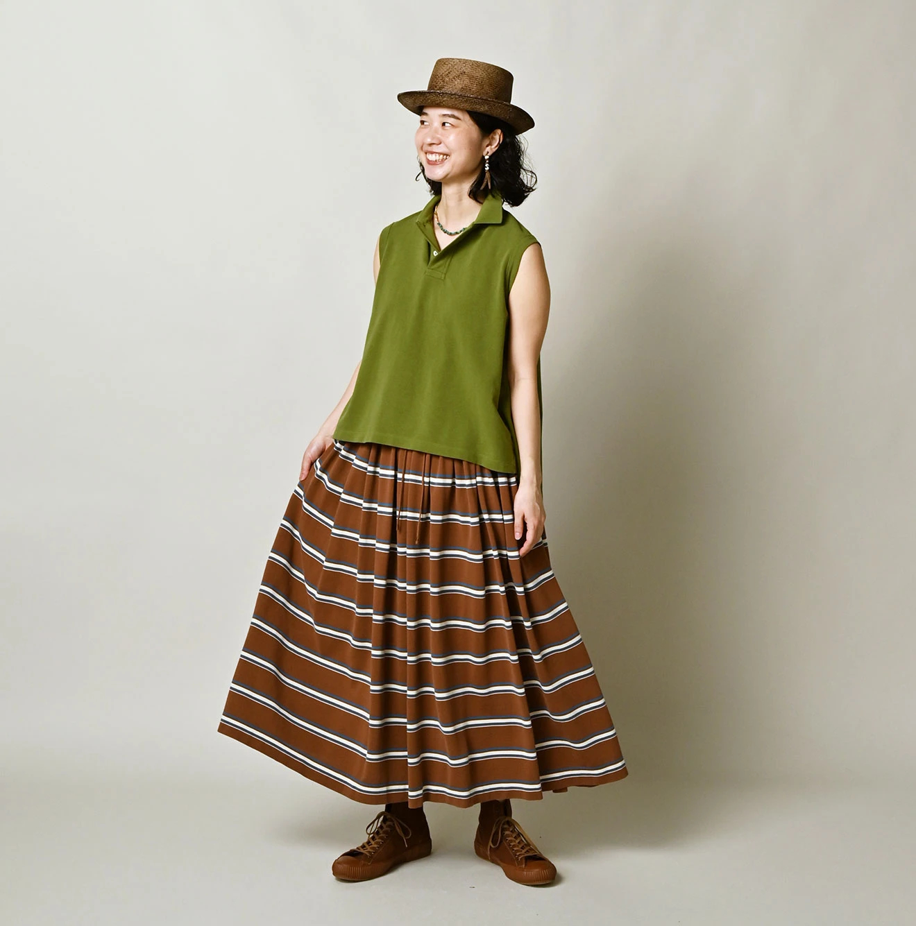 45R(フォーティファイブアール) |ボーダーカノコのギャザースカート